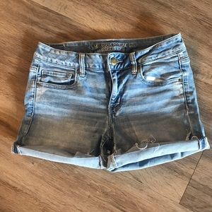 Light wash denim shorts